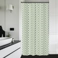 thumbnail image 2 of Stall Small Sage Green White Chevron Shower Curtain Boho Modern Striped Geometric Herringbone Simple Contemporary 36Wx72H Inch Neutral Fabric Decor Bathroom Polyester Waterproof 7 Pack Hooks, 2 of 6