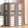 thumbnail image 2 of Cajón de armario doméstico, artefacto, caja de almacenamiento grande, caja de almacenamiento de ropa de algodón y lino con tres ventanas, 2 of 5