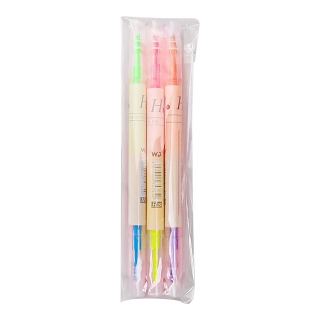 AGIFERG Double Head Double Color Fluorescent Pen, Assorted Ink Colors, 6 Pack