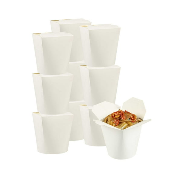 Bio Tek 32 oz Round White Paper Round Noodle Take Out Container - 4" x 3 1/2" x 4 1/2" - 200 count box