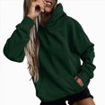 thumbnail image 3 of Womens Solid Hoodies Fall Fashion Casual Long Sleeve Hooded Sweatshirts Loose Comfy Trendy Pullover Tops with Pockets, 3 of 6