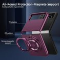 thumbnail image 6 of Magnetic Case for Samsung Galaxy Z Flip 4 Case with Kickstand & Ring Holder, [Compatible with MagSafe Charging] Slim Ultra PC Back Scratch-Resistant Military Grade Shockproof Case, Wine, 6 of 14