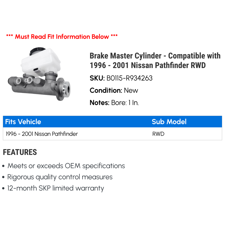Brake Master Cylinder for 1996-2001 Nissan Pathfinder RWD