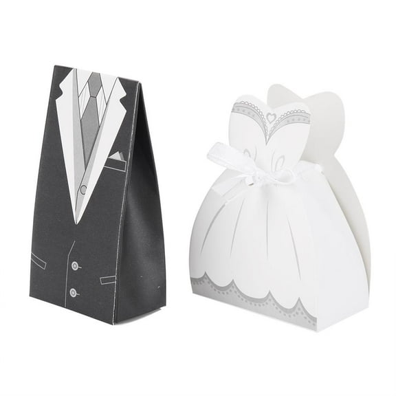 50pcs Bride Groom Dress Candy Boxes Wedding Favors Bags Gift Party Supplies