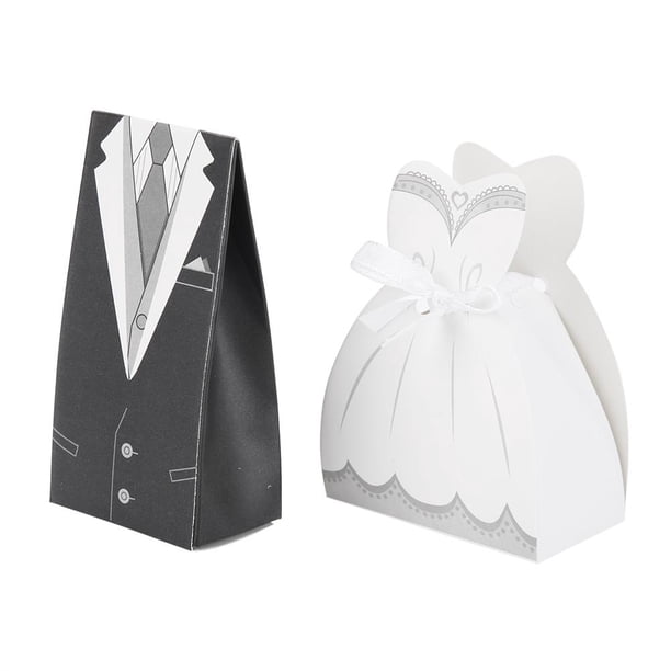 Cajas de dulces, vestido de novia y novio, bolsas de favores de boda, suministros para fiestas de regalo, 50 Uds.