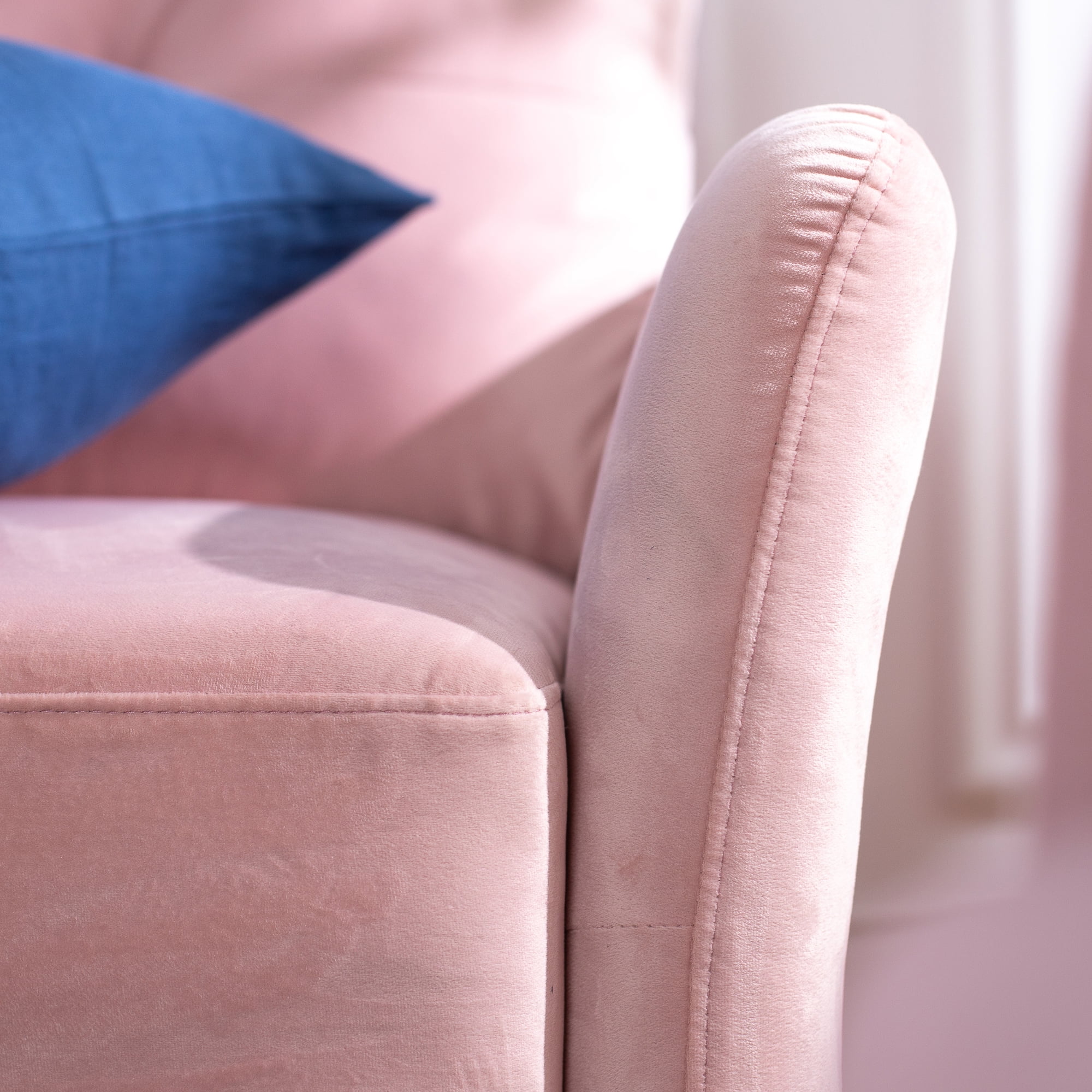 Ember Interiors Ricardo Sofa Couch, Blush Velvet