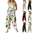 thumbnail image 6 of Women's Christmas Printed Jumpsuit - Loose Casual Versatile Romper, Light Green Size M, 6 of 6
