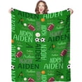 thumbnail image 4 of Personalized Custom Name Retro Sports Flannel Throw Blanket, Football Baseball Basketball Soccer Design, All-Season Soft Cozy Home Decor, Ideal Gift for Family & Friends, 4 of 9