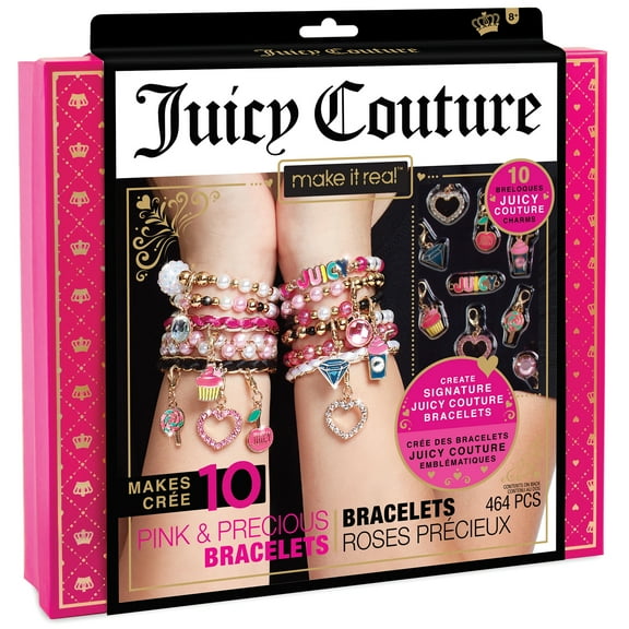 Juicy Couture Pink & Precious DIY Bracelets Kit - Create 10 Unique Charm Bracelets, 464 Pieces,10 Juicy Charms, Kids Age 8 