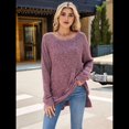 thumbnail image 4 of Suéter de Punto con Abertura Lateral Y2K para Mujer, Cuello Redondo, Larga, Blusa de Punto Liso con Abertura Lateral, Túnicas Vino Tinto S, 4 of 10