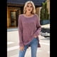 thumbnail image 4 of Suéter de Punto con Abertura Lateral Y2K para Mujer, Cuello Redondo, Larga, Blusa de Punto Liso con Abertura Lateral, Túnicas Vino Tinto L, 4 of 10