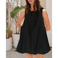 thumbnail image 4 of Mini Dress for Women Summer Sleeveless Keyhole Tie Back Tank Short Dress Crew Neck Sundress with Pockets Black S, 4 of 8