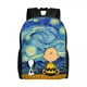 thumbnail image 2 of Mochila para portátil personalizada con paisaje de Van Gogh, Snoopy y Charlie Brown, mochila informal para mujer, para estudiantes universitarios, bolsa Peanuts, 2 of 4