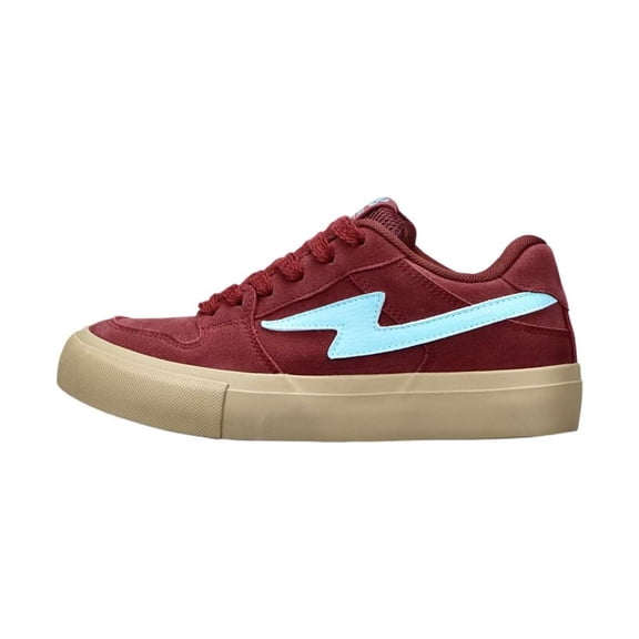 Men's Lace-Up Suede Lightning Pattern Low Top Skate Shoes