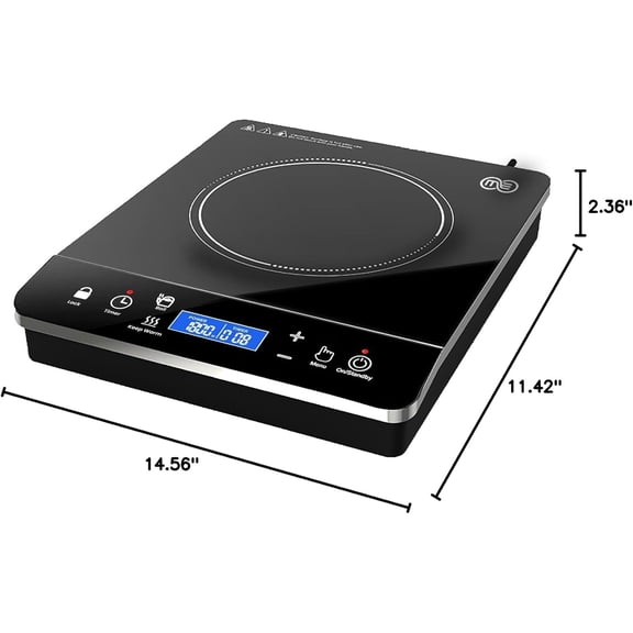 Portable Induction Cooktop 1800W with LCD Touch Control, 10 Temp Levels, Child Lock & Auto Shutoff for Kitchen RV Camping