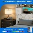 thumbnail image 3 of DEXTRUS Queen Size Bed Frame with Storage & Power Outlets, PU Leather Bed Frame with LED Lights, White, 3 of 8