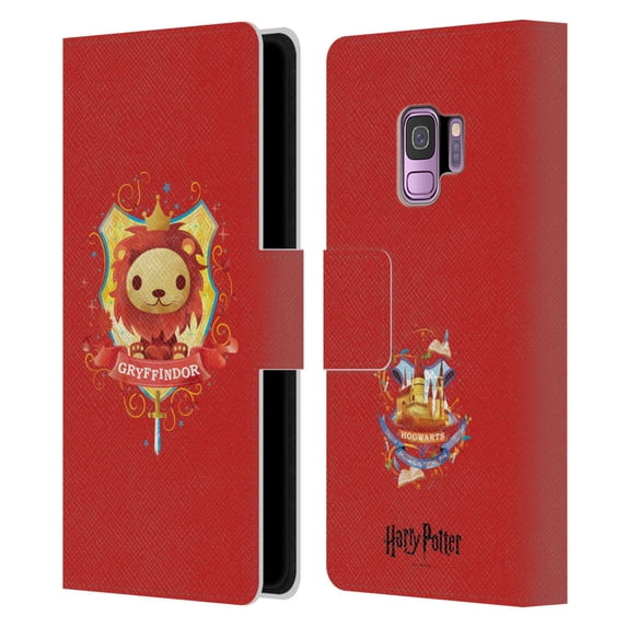 Head Case Designs Officially Licensed Harry Potter Deathly Hallows II Gryffindor Leather Book Wallet Case Cover Compatible with Samsung Galaxy S9