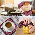 thumbnail image 4 of Burgundy Geometric Quatrefoil Pattern Kitchen Oven Mitt and Pot Holder Sets 2 Pcs for Baking, Cooking and Grilling, Heat Resistant Up To 392 °F, 4 of 7