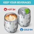 thumbnail image 4 of 12oz Stemless Wine Tumblers Gray Christmas House and Tree Pattern Vacuum Insulated Stainless Steel Travel Tumbler Cups Mug with Lid and Straw for Champaign,Cocktail,Beer with Cleaning Brush, 4 of 5