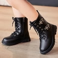 thumbnail image 6 of BXJX Girls Mid-Calf Boots, Side Zipper Outdoor Non-Slip Fall Winter Lace Up Boots Black Size 13.5 Little Kids, 6 of 9