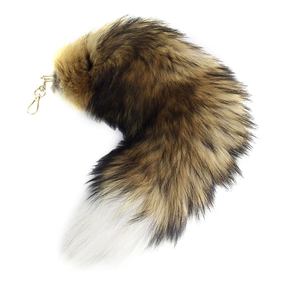 JIhuahe Plush Tail Keychain for Role Play Costume, Soft Furry Animal Tail Keychain, Cosplay accessory, Cute Gift for Anime and Game Lovers,Black