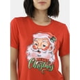 thumbnail image 5 of Holiday Time Women's Painted Santa Christmas Graphic Tee, Sizes S-3XL, 5 of 5
