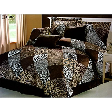 5 Piece Twin Safari Comforter Set Zebra Giraffe Leopard Tiger Etc Multi Animal Print Bed In A Bag Brown Beige Black White Micro Fur Bedding Canada Zebra Giraffe Leopard Tiger Etc, Leopard Print King Size Bed Set