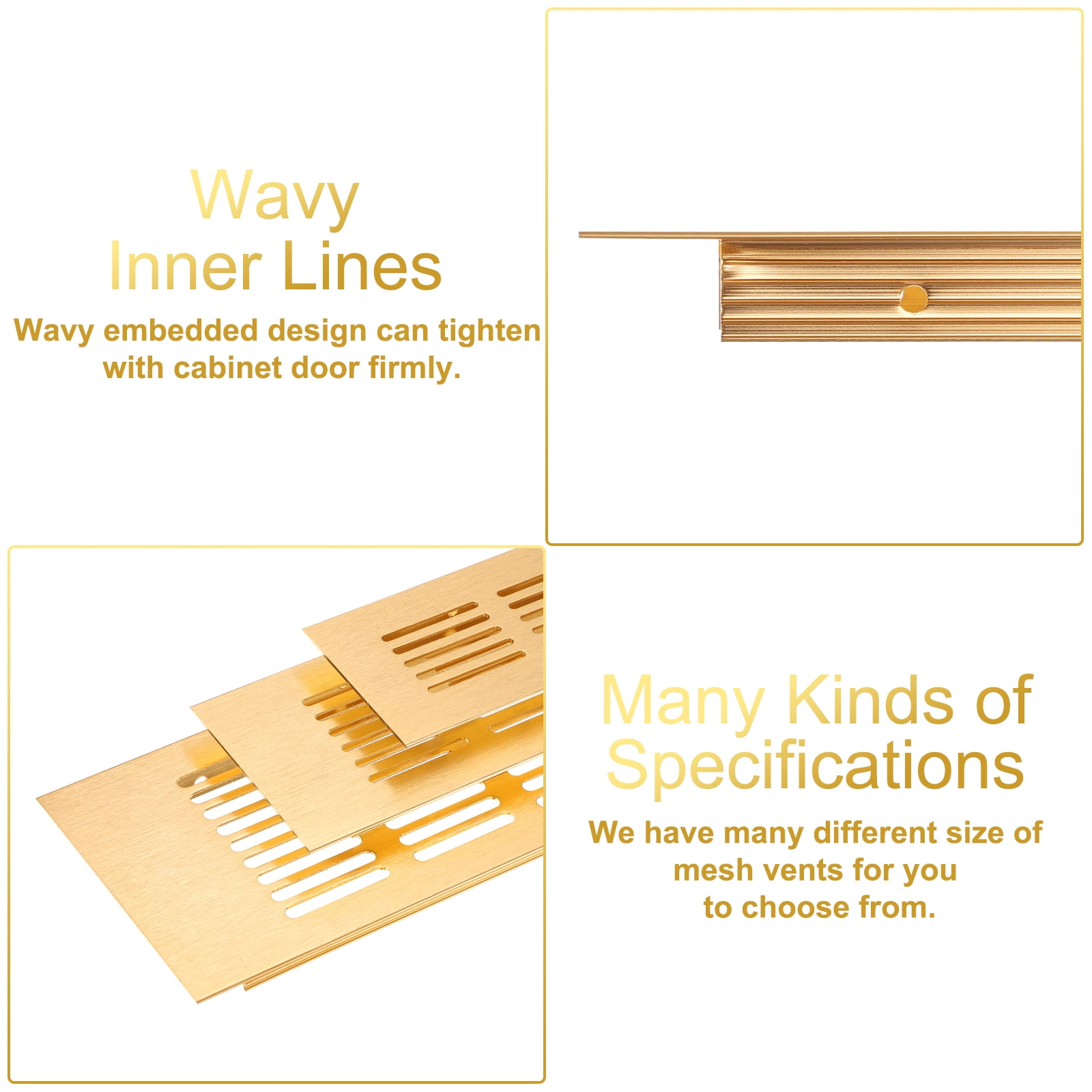 Uxcell 1 Set Rectangle Ventilation Grille, Aluminum 600x50mm Gold Tone