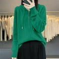 thumbnail image 5 of ZHOGXU Women's Cardigan With Hood Long Sleeve Open Front Buttons Solid Color Knit Lightweight Comfortable Loose Fit Coat Jacket For Casual Daily Wear Green Xl, 5 of 7