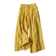 thumbnail image 3 of Womens Pants Culottes Cotton Linen Wide Leg Palazzo Pants Elastic Waist Capri Trousers With Pockets Pants For Women, 3 of 9