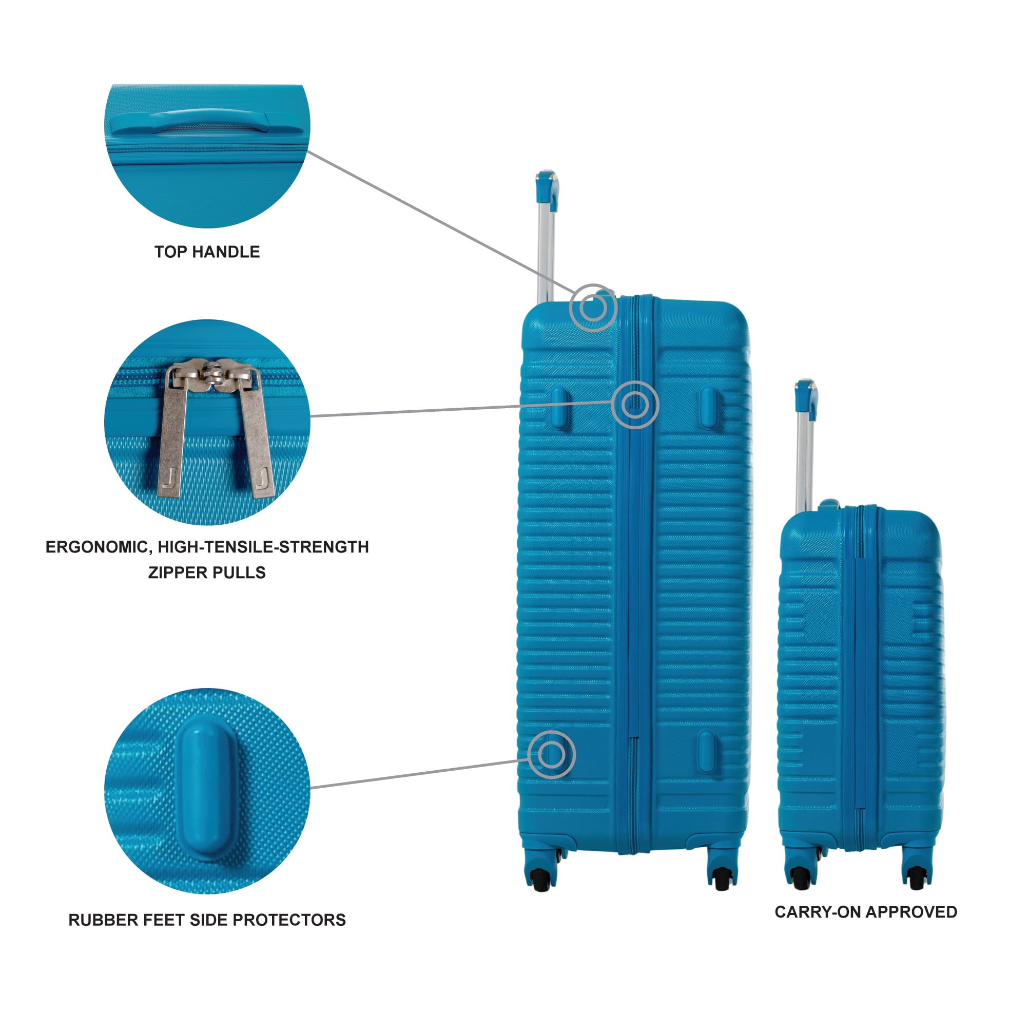 JETSTREAM 5pc Hardside Rolling Spinner Upright Set, 20 28 Luggage Duo,  3pc Packing Cubes, Blue