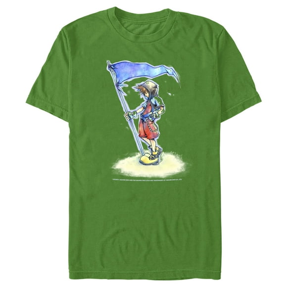 Men's Kingdom Hearts 1 Flags of the Kingdom  T-Shirt - Kelly Green - Large