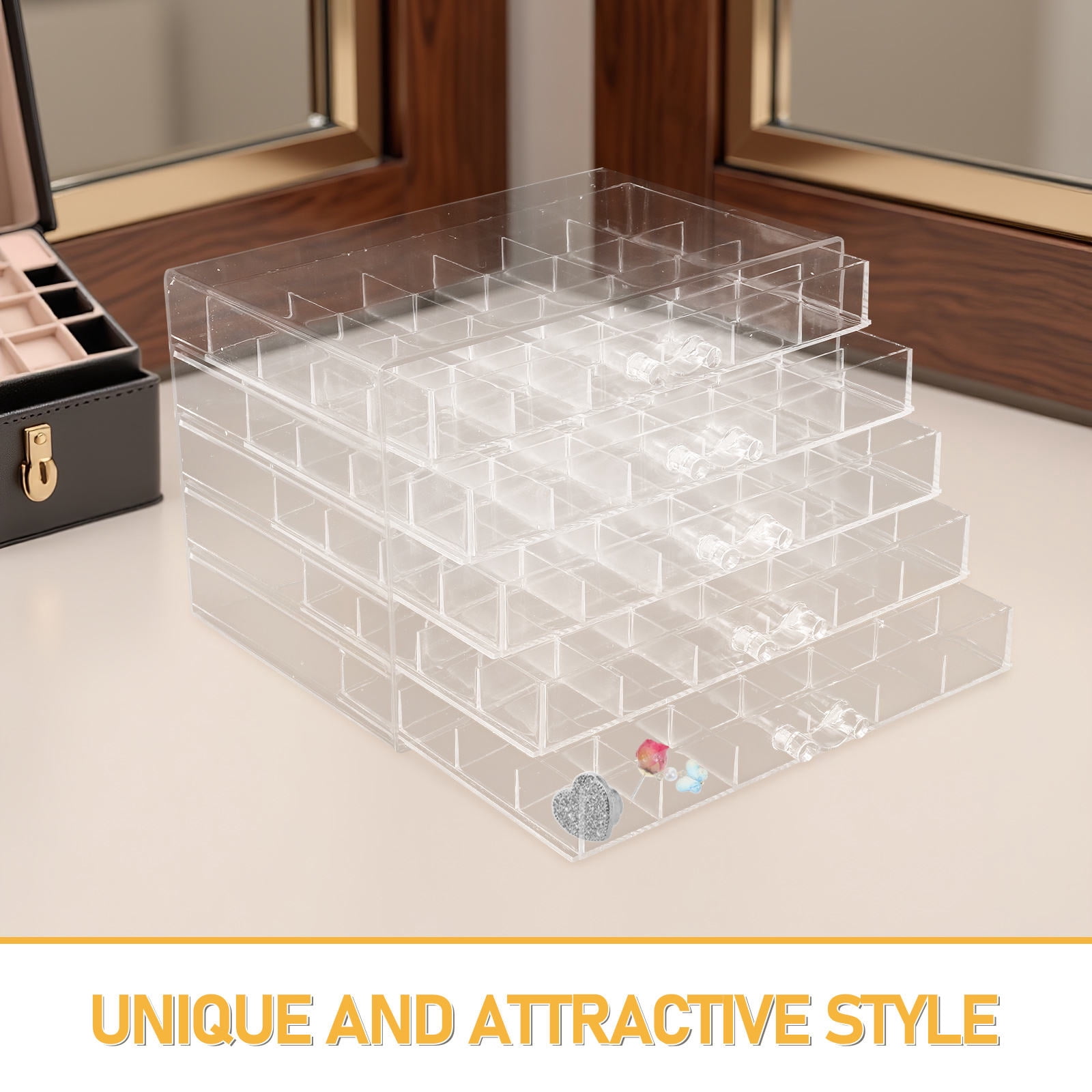 PAMINGONO Large Clear Acrylic Jewelry Organizer for Women with 120 Compartments Earring Storage and Display Case