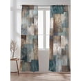 thumbnail image 2 of Gradient Color Block Abstract Art Chiffon Sheer Curtains 108 Inches Long, Twisted Line Modern Style 2 Rod Pocket Window Treatment Voile Drapes Curtains for Living Room Bedroom,2 Panels, 52x108In, 2 of 9