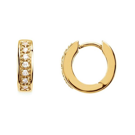 1/6 ct tw SI1 G-H Diamond Hoop Earrings in 14k Yellow Gold