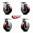 thumbnail image 2 of 5 Inch Poly on Polyolefin Caster Set with Ball Bearings 2 Swivel 2 Rigid SCC, 2 of 2