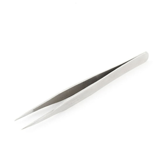 Unique Bargains Stainless Steel Anti-slip Handle Flat Tip Tweezer Handy Tool 4.61" Long