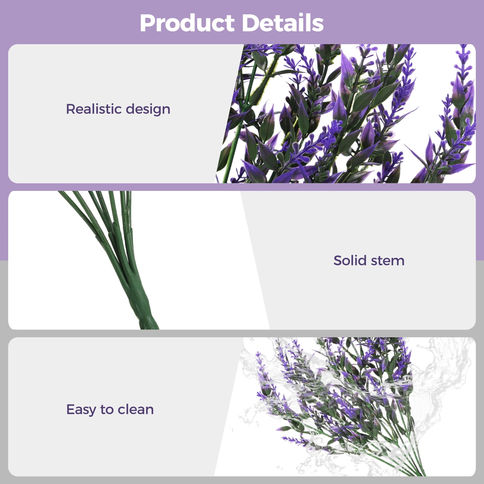24PCS Fake Lavender Artificial Flowers, Plastic Purple Lavender Bouquet for Wedding, Home, Office Decoration