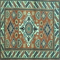 thumbnail image 1 of Ahgly Company Indoor Square Geometric Light Blue Traditional Area Rugs, 3' Square, 1 of 4