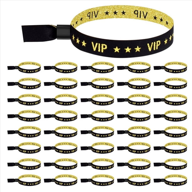 Paquete de 200 Pulseras de Tela VIP para Eventos, Pulseras de Tela de Color Sólido, Pulseras de Colores para Actividades, Fiestas (Negro)