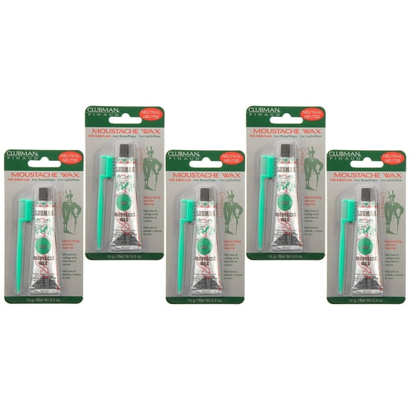 5 Pack - Neutral Clubman Moustache Wax With Brush/Comb 14 g 0.5 fl oz Each