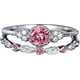 thumbnail image 1 of Women Artificial Zircon Ring Two-Piece Ring Inlaid Rhinestones Birthday Size 6-10 (Size 8, Pink), 1 of 3
