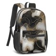 thumbnail image 2 of White and Gold Marble Pattern 17" School Backpacks for Teens,Waterproof Oxford Fabric,S-Shape Padded Straps for School,Travel,Hiking,Camping, 2 of 6