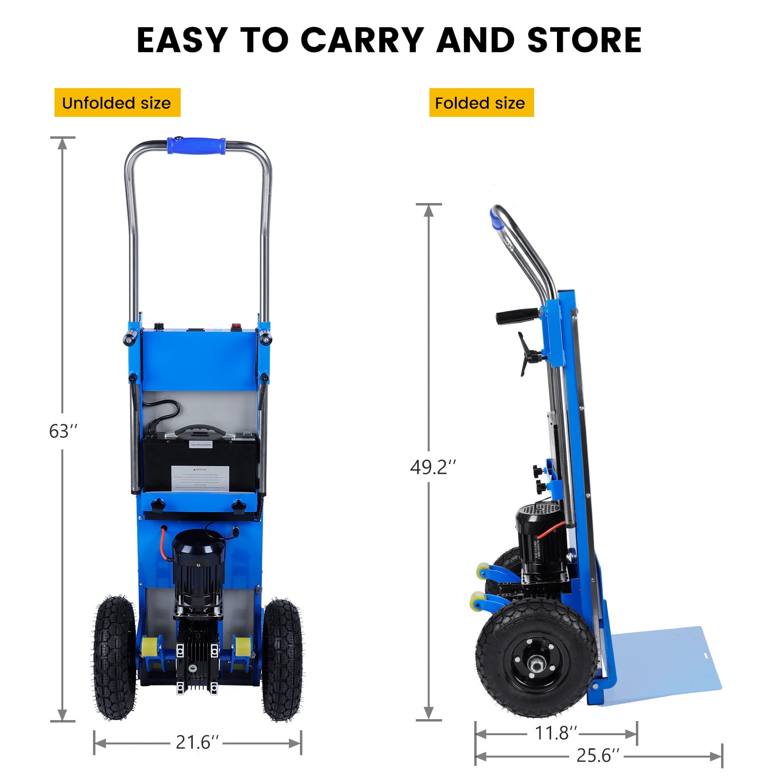 Rocita Hand Trucks - 880lbs Capacity Electric Hand Trucks 1200W Heavy Duty Stair Climber Trolley with 4M Safety Rope for Moving Furniture Logistics Warehouse