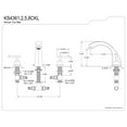 thumbnail image 2 of Kingston Brass KS4362CKL Kaiser Two-Handle Deck Mount Roman Tub Faucet, Polished Brass, 2 of 4