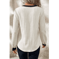 thumbnail image 2 of Women's Elegant White Textured Colorblock V Neck Blouse for Smart Casual Events | [ZhiHiMeRi] | (US 12-14)L, 2 of 12