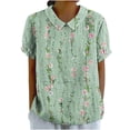 thumbnail image 1 of Birdeem Blouses pour Femmes T-Shirt Décontracté Imprimé Mode Manches Courtes Col Poupée Mignon Coton et Lin Blouse, 1 of 12
