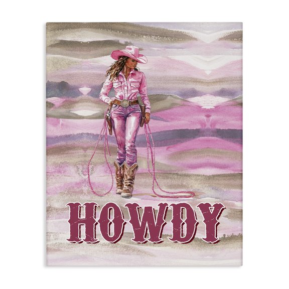 Stupell Industries Rustic Lodge Pastel Howdy Cowgirl Canvas Art, 16 x 20, by Lettered and Lined