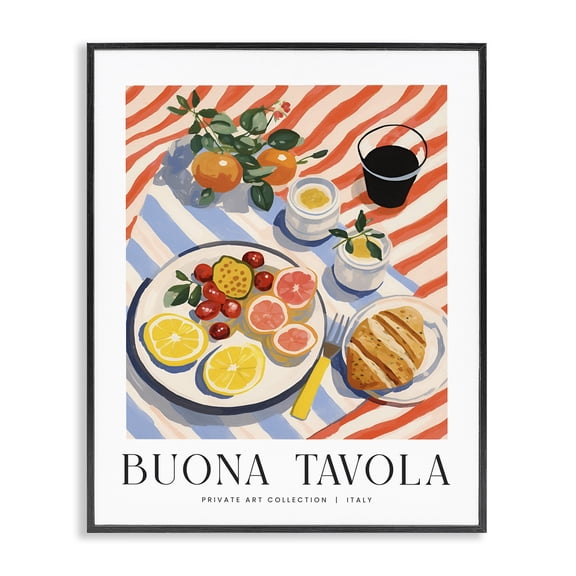 Stupell Industries Modern Classic Italian Fruit Plate Black Framed Giclee Art, 11 x 14, by Lettered and Lined