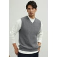 thumbnail image 2 of Mens V-Neck Knitted Sweater Vest Solid Plain Sleeveless Pullover, 2 of 5
